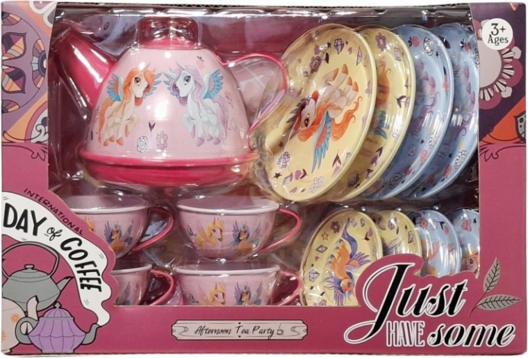 Juego de té metálico con motivo de unicornios - 1 pieza