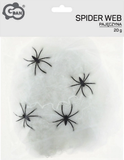 Telaraña artificial blanca 20 g con 4 arañas - 1 pieza