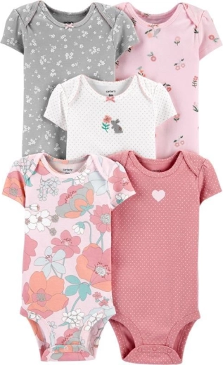 Body de niña Carter’s de manga corta Floral Pink, 5 uds., talla 46 (PRE)