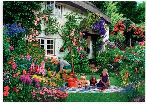 House of Puzzles Picnic con ositos de peluche – puzzle de 500 piezas grandes
