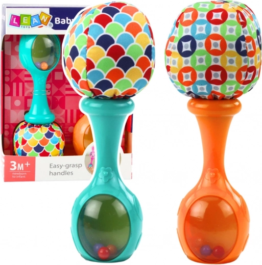 Sonajeros sensoriales con bola blanda, naranja y verde, 2 uds.