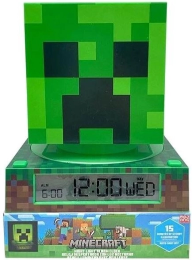 Lámpara 3D LED con despertador Minecraft Creeper