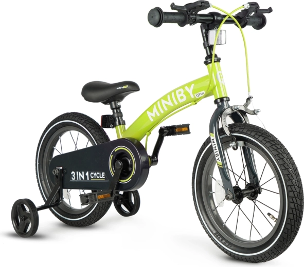 Qplay Miniby 3v1 bicicleta infantil 14" verde