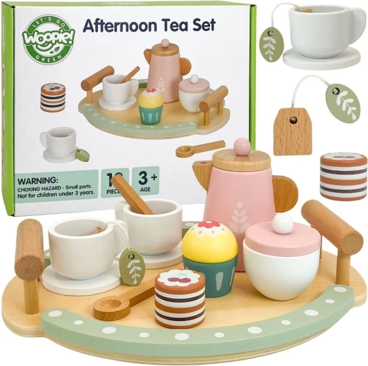 Juego de té y café de madera Woopie Green - 12 unidades