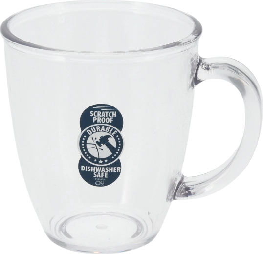 Taza transparente de 380 ml de AS (estireno-acrilonitrilo)