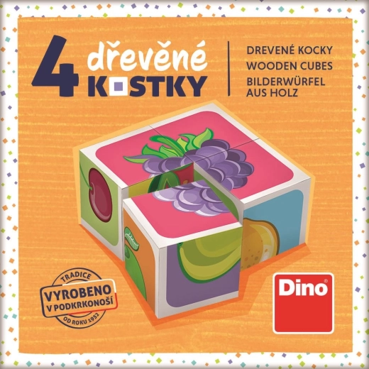 Dino cubos de madera Frutas 4 uds.