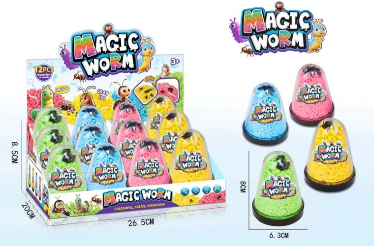 Gusanos – set de juguetes de goma para la mano, 12 uds., colores surtidos