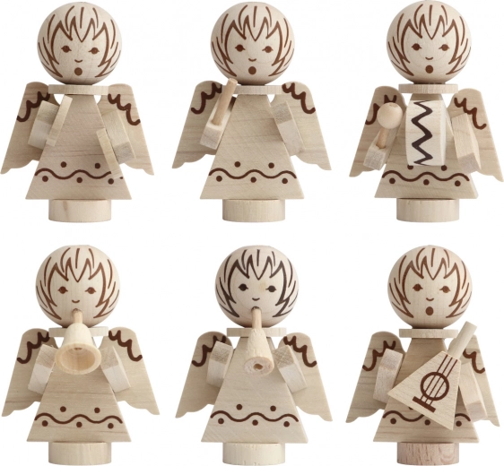 Detoa adornos navideños angelitos de madera, set de 6 uds.