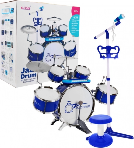 Set musical infantil con batería, teclado y micrófono 3+ – Azul