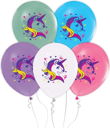 Globos con unicornios, 5 unidades