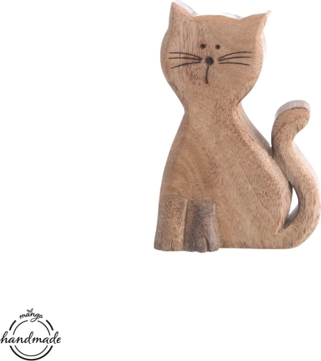 Decoración de madera gato Mango micka 15 cm - 1 pieza
