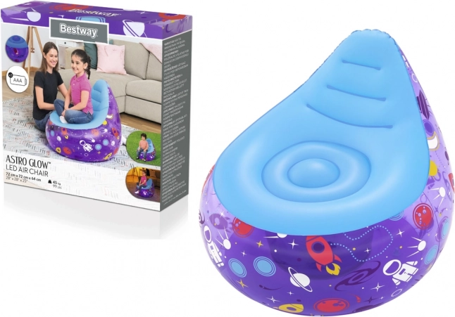 Sillón inflable infantil con LED Cosmos Bestway, morado, 72 × 72 × 64 cm