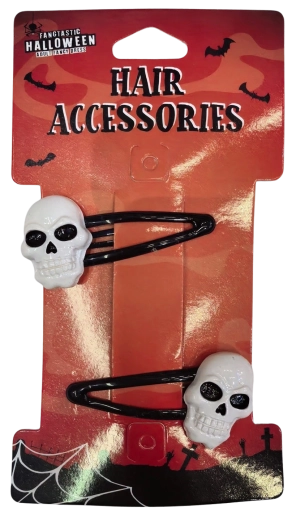 Horquillas para el pelo de Halloween con motivo de calavera - 2 uds