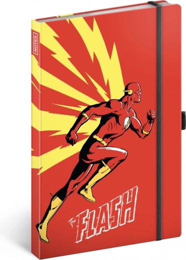 Cuaderno de notas rayado THE FLASH con goma elástica y lazo para bolígrafo