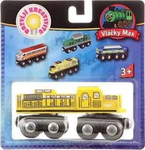 Trenes Max locomotora amarilla para vías de tren de madera