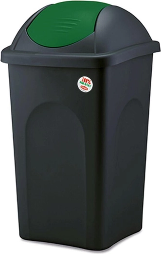 Cubo de basura con tapa basculante MULTIPAT 60 l, negro-verde