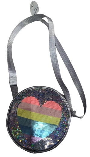 Bolso infantil redondo rosa con corazón de lentejuelas - 1 pieza