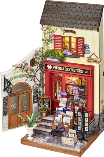 Robotime Rolife casa en miniatura DIY – Librería vienesa con iluminación LED (290 piezas)