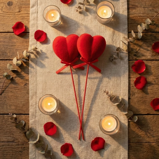 Set de corazones de felpa rojos para pinchar, 2 unidades