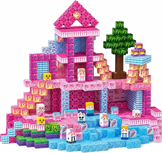 Un mundo píxel rosa de fantasía