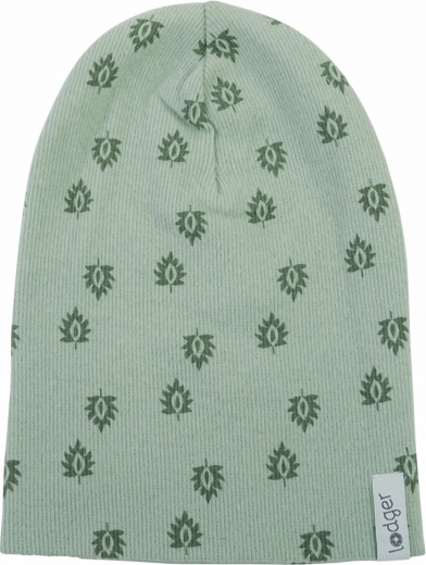 LODGER gorrito de algodón acanalado con estampado silt green 0–6 meses