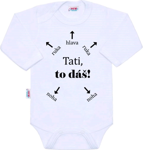 Body de algodón para bebé con manga larga NEW BABY – ¡Papá, tú puedes!