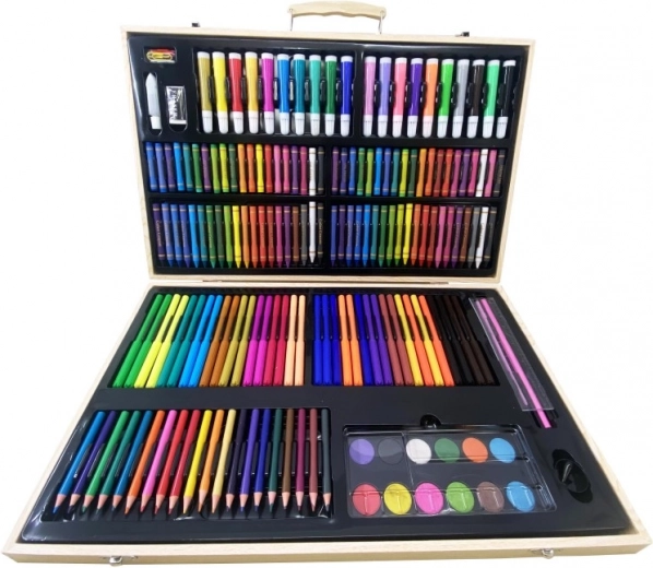 Maletín de pintura de madera: set creativo de arte de 180 piezas
