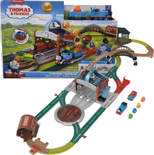 Fisher-Price Thomas y sus amigos: vía ferroviaria Entrega de barriles, carga y dispara con la locomotora Thomas
