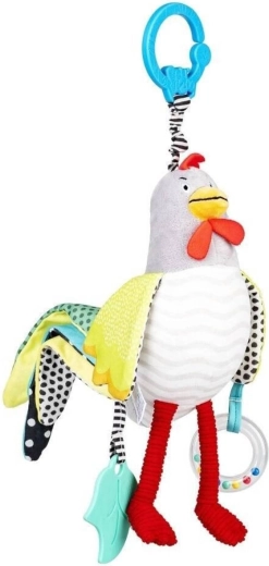 Gallo de peluche colgante Balibazoo Jurek con actividades para bebés