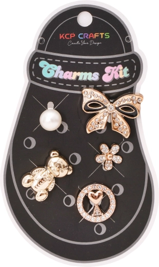 Set de adornos para chanclas – Lazo dorado y osito