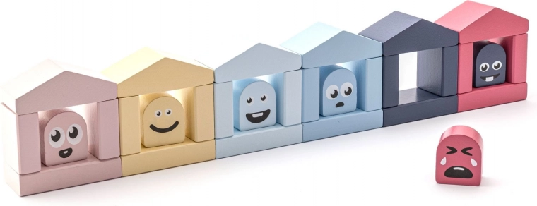 Cubika casitas de colores pastel – juego de construcción de madera de 30 piezas