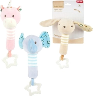 Sonajero de peluche con animalito y mordedor Little Stars