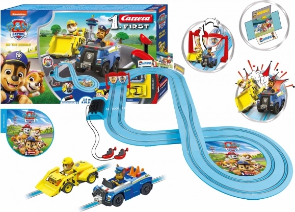 pista de coches carrera first patrulla canina 2,9 m set chase y rubble