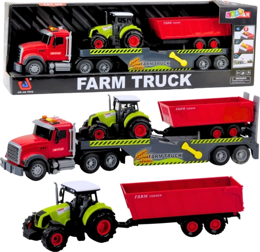 Set de camión con tractor y remolque: luces y sonidos, rojo