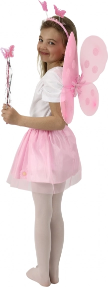 Disfraz infantil rosa de hada con alas y varita