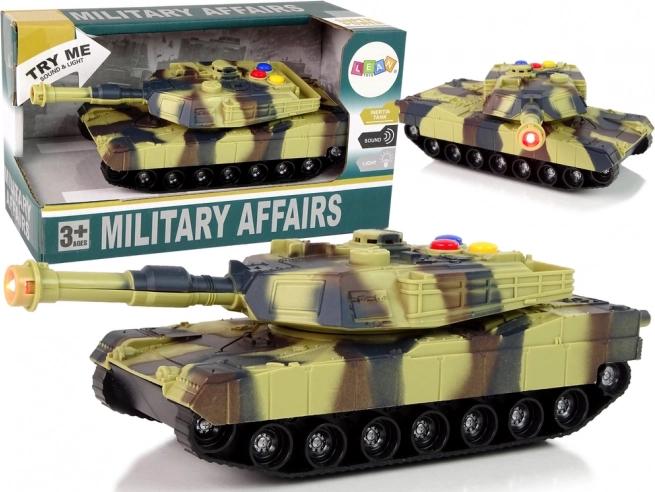 Tanque militar 1:32 camuflaje marrón con sonidos y luces