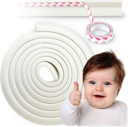 Protector de bordes de espuma de seguridad RICOKIDS, blanco, 6 m