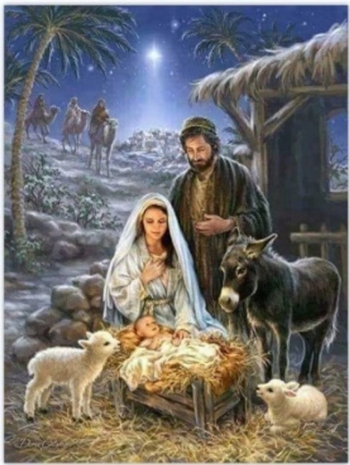 Pintura diamante Jesús en el pesebre 30 × 40 cm