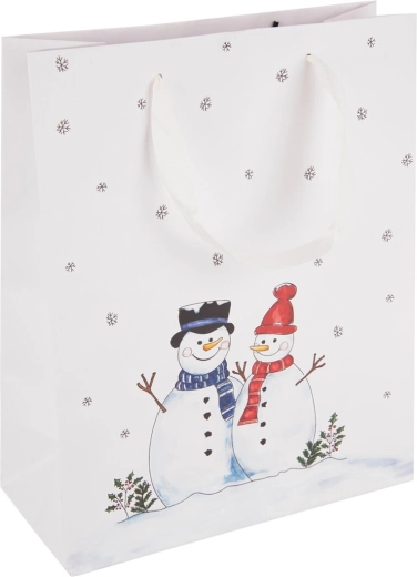 Bolsa de regalo de papel con motivo de muñeco de nieve 26 × 12 × 32 cm