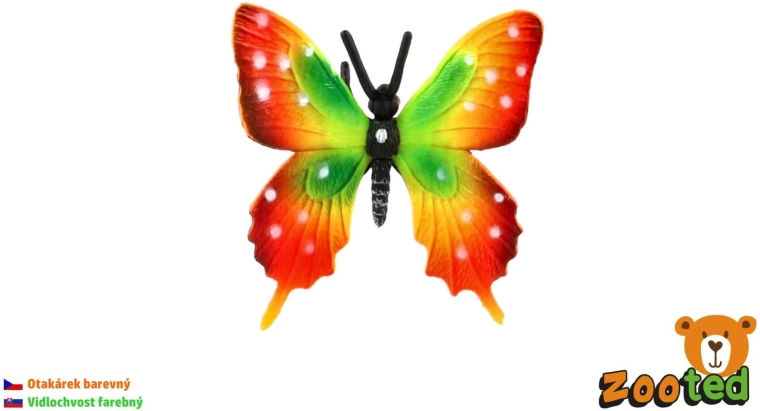 Mariposa tropical colorida de plástico, macaón - 1 unidad