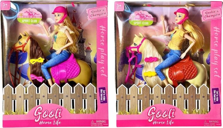 Set de muñeca con caballo y accesorios - 1 pieza