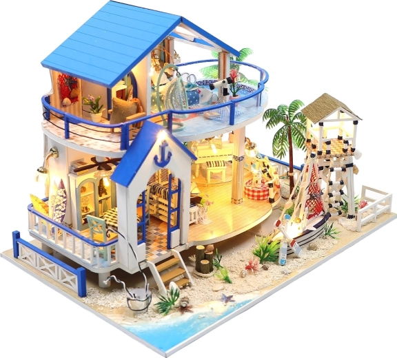 Casa en miniatura «Leyenda del mar azul» – kit de construcción creativo con iluminación LED