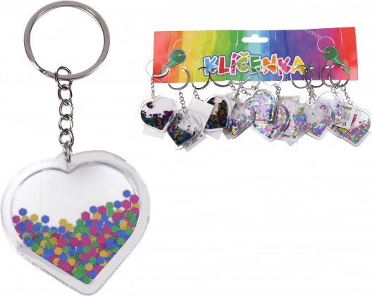 Llavero acrílico con purpurina – corazón