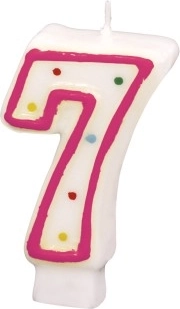 Vela de cumpleaños de colores con lunares número 7