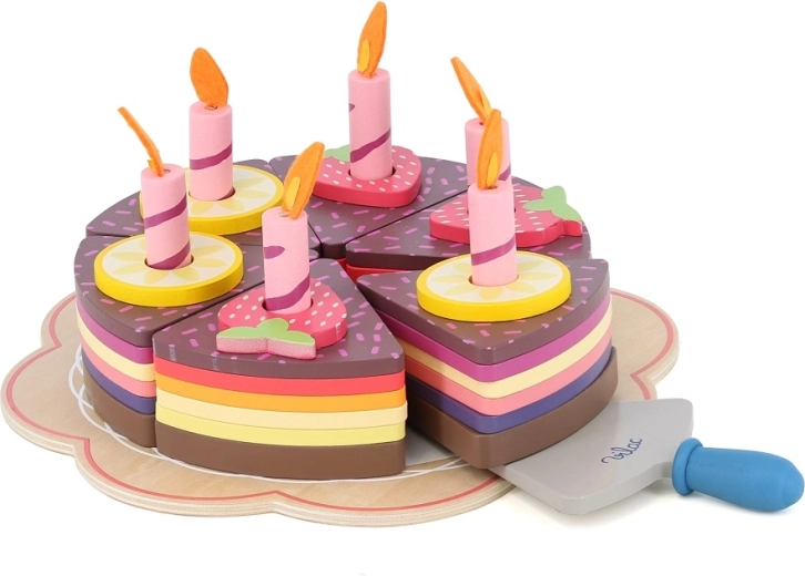 Vilac gran tarta de cumpleaños de madera para niños (56 piezas)