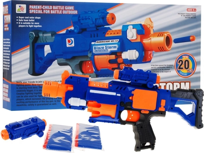 Pistola infantil de disparo rápido BLAZE STORM con dardos de espuma y culata desmontable