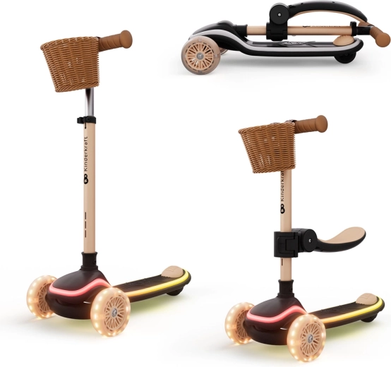 Kinderkraft raket up patinete y correpasillos 2 en 1 con asiento beige