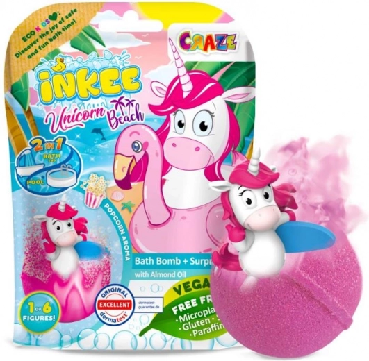 INKEE bomba de baño efervescente con sorpresa – unicornio de playa