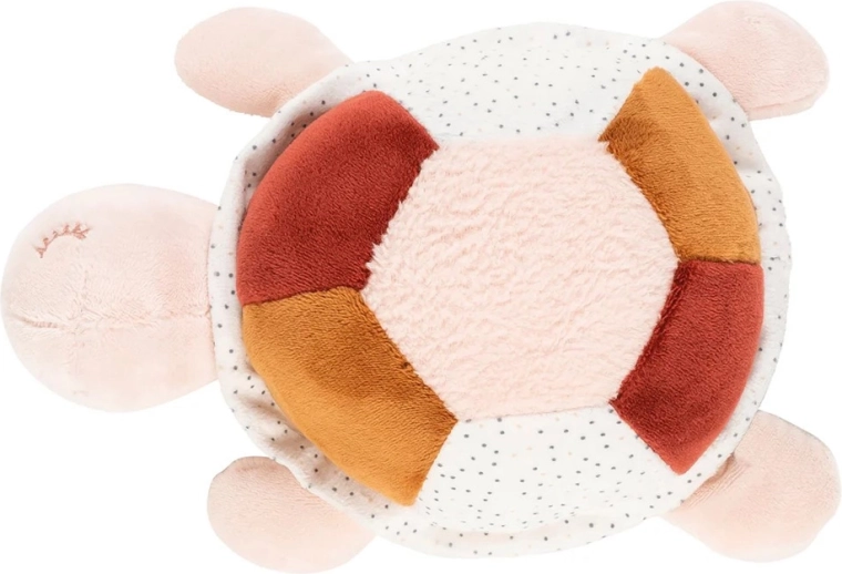 Nattou tortuga de peluche Lapidou con actividades 19 cm caramelo