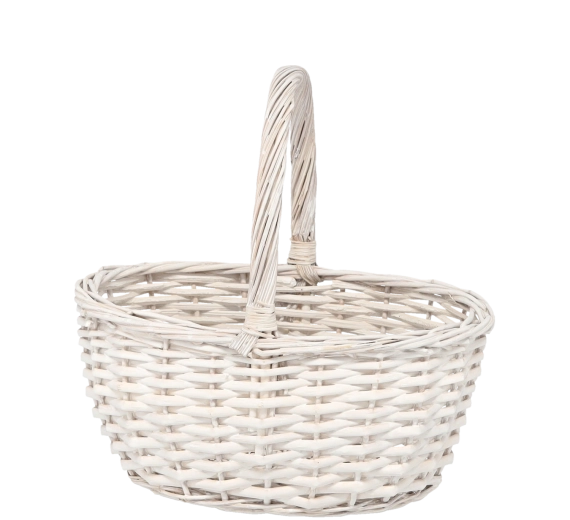 Cesta de mimbre blanca con asa 37 × 29 × 17 cm